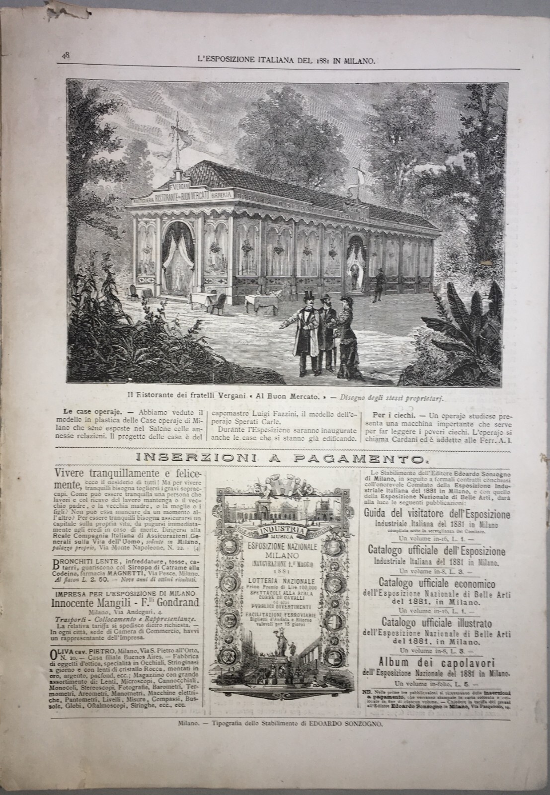 Arte, Architettura, Ristorante Vergani, Al Buon Mercato, Birreria, Milano, 1881