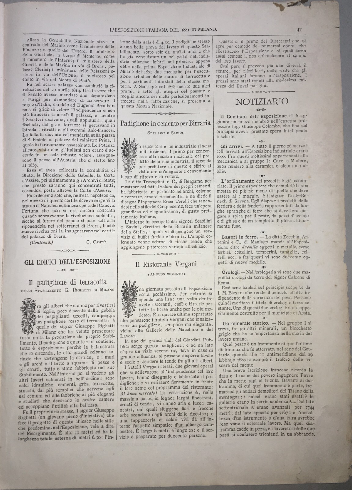 Arte, Architettura, Ristorante Vergani, Al Buon Mercato, Birreria, Milano, 1881