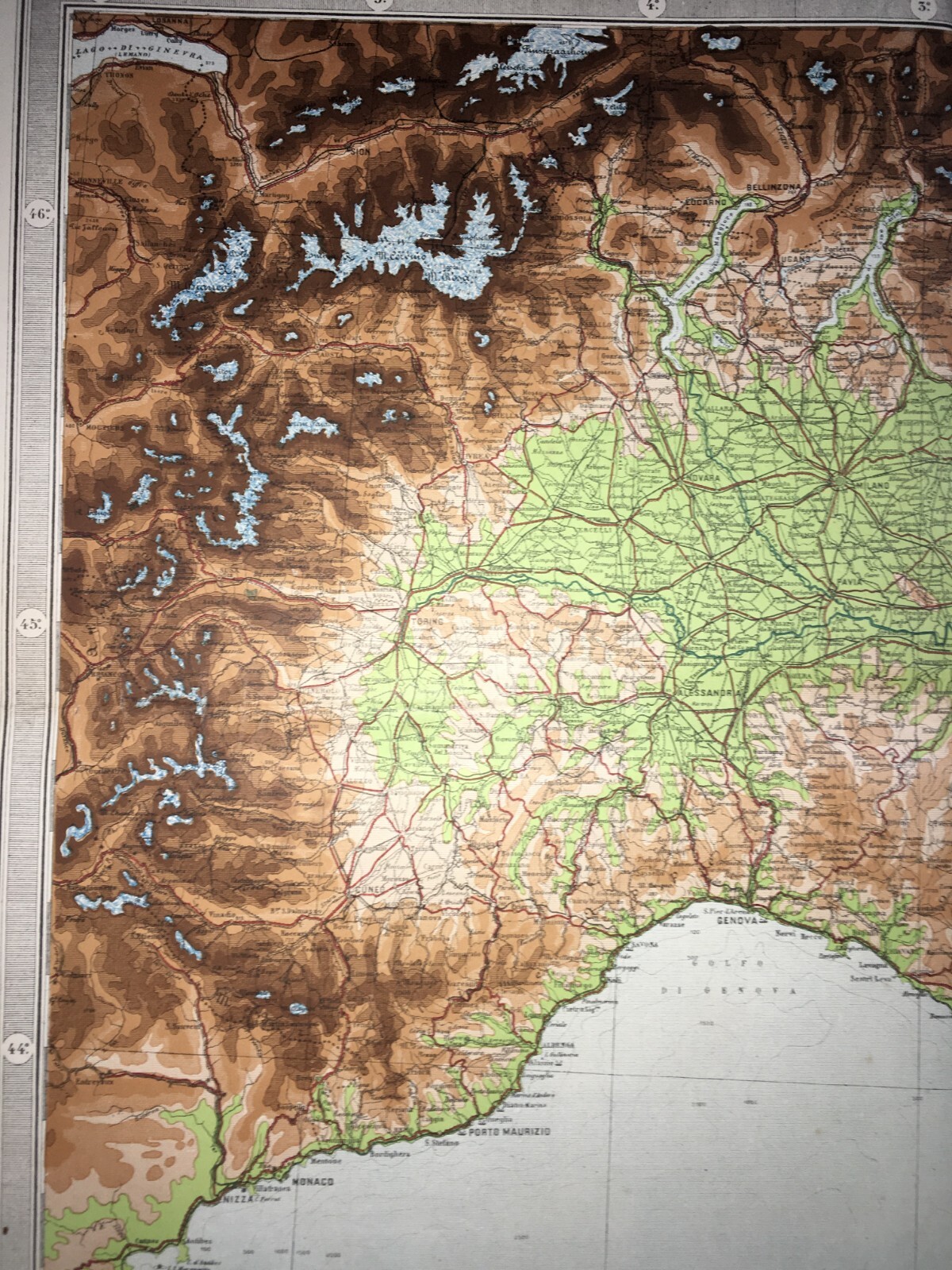 Grande Mappa Geografica, Geofisica E Ipsometrica d'Italia, 1921