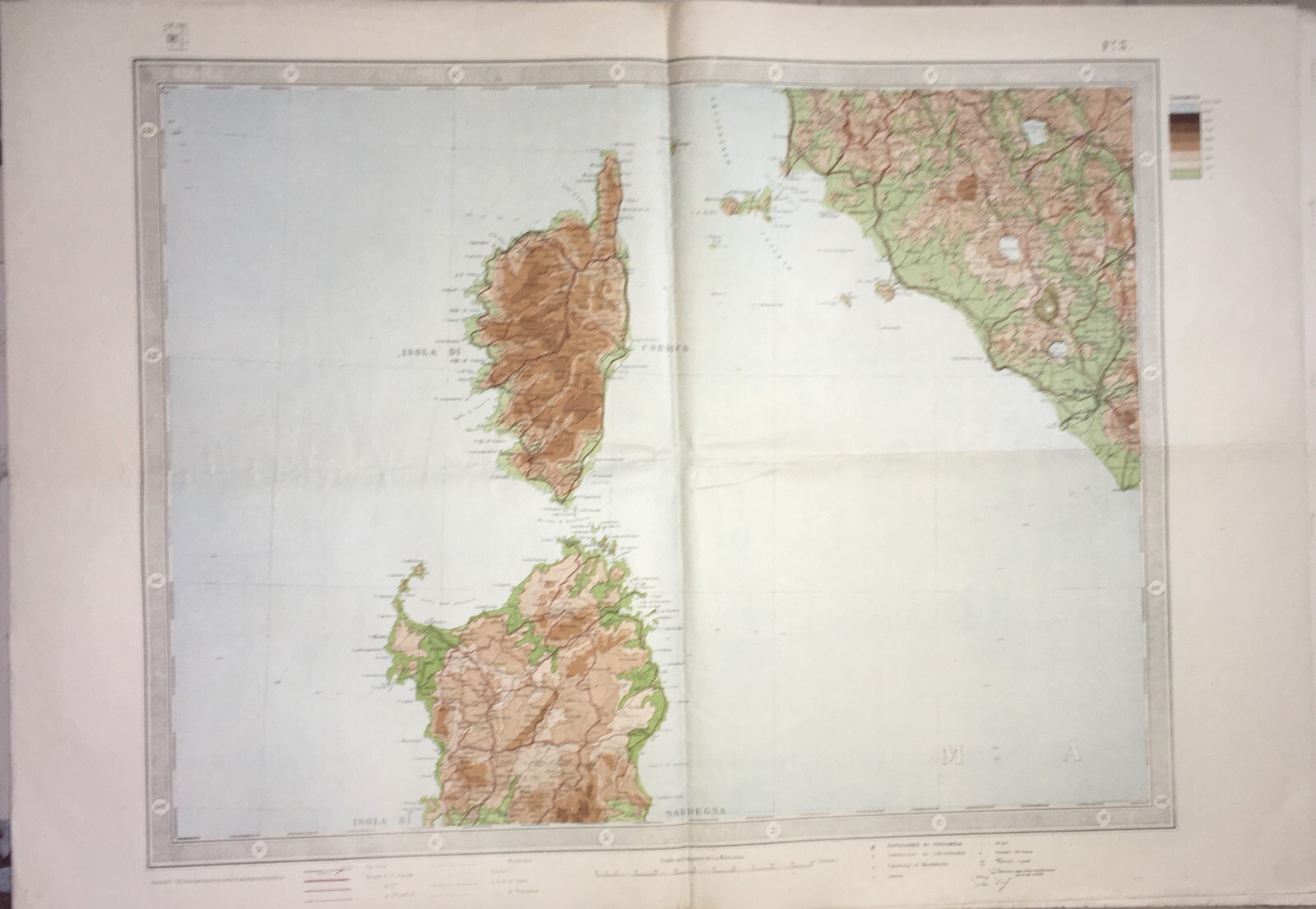 Grande Mappa Geografica, Geofisica E Ipsometrica d'Italia, 1921