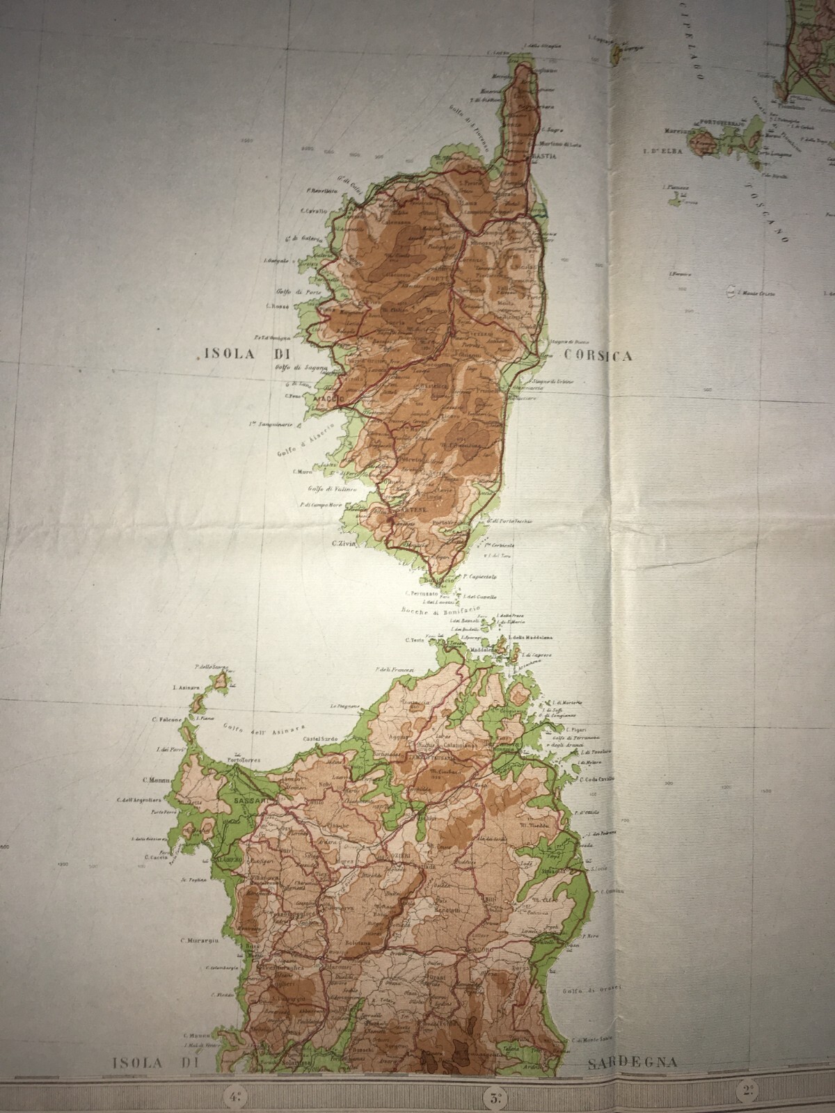 Grande Mappa Geografica, Geofisica E Ipsometrica d'Italia, 1921