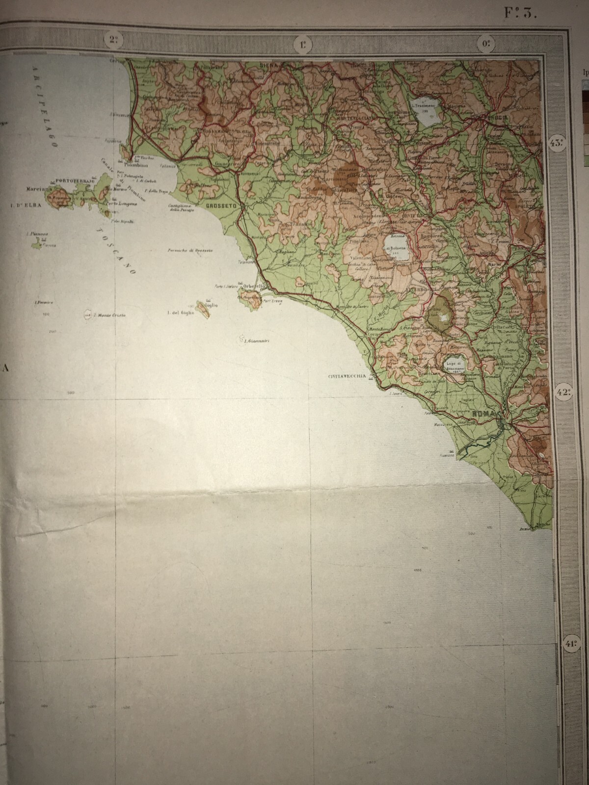 Grande Mappa Geografica, Geofisica E Ipsometrica d'Italia, 1921