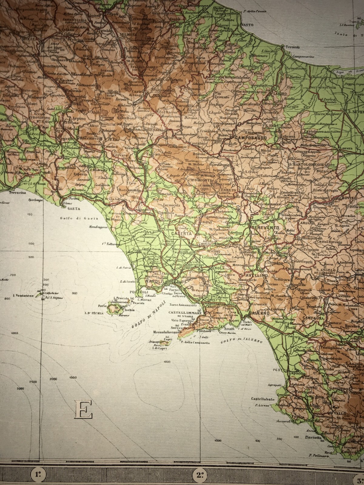 Grande Mappa Geografica, Geofisica E Ipsometrica d'Italia, 1921