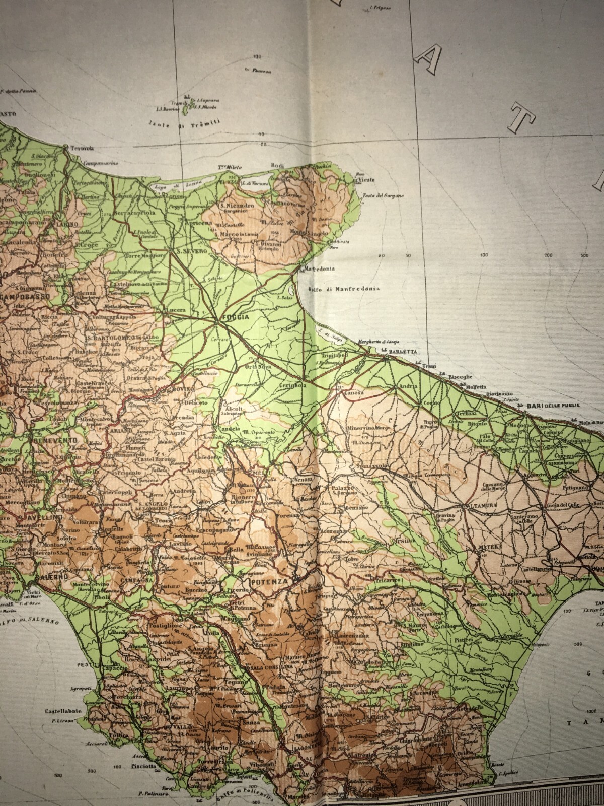 Grande Mappa Geografica, Geofisica E Ipsometrica d'Italia, 1921