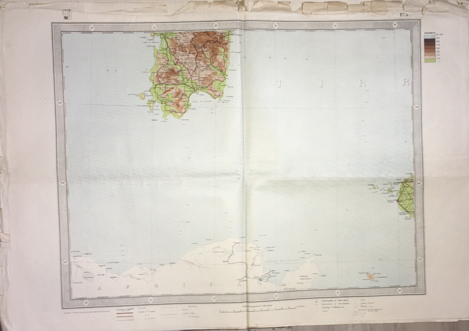 Grande Mappa Geografica, Geofisica E Ipsometrica d'Italia, 1921