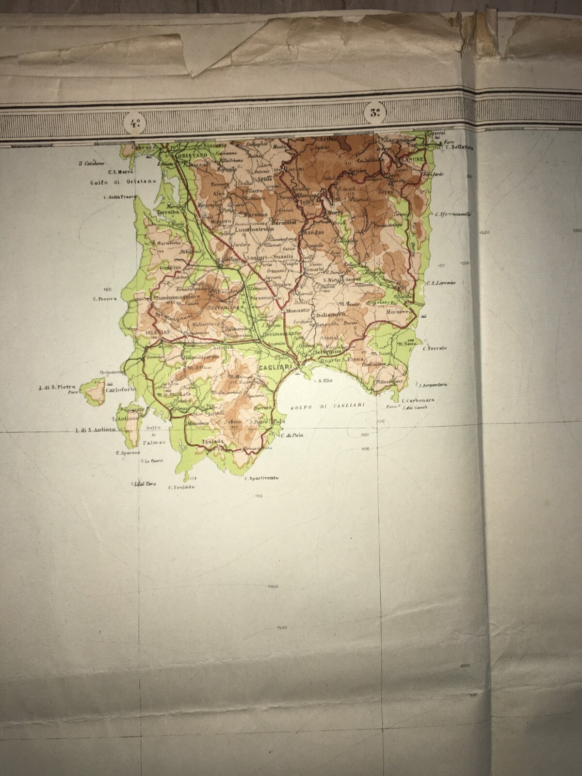 Grande Mappa Geografica, Geofisica E Ipsometrica d'Italia, 1921