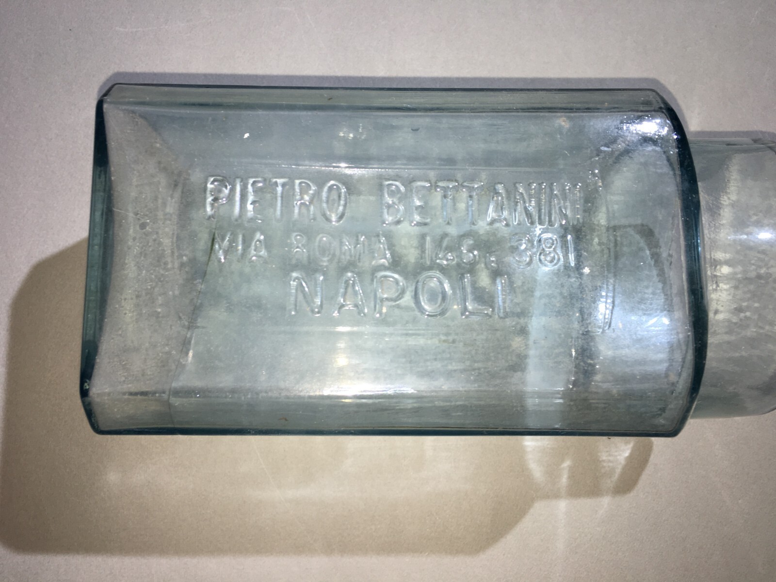 Napoli   Vetro Da Collezione   Antico Barattolo Pubblicitario   Pietro Bettanini