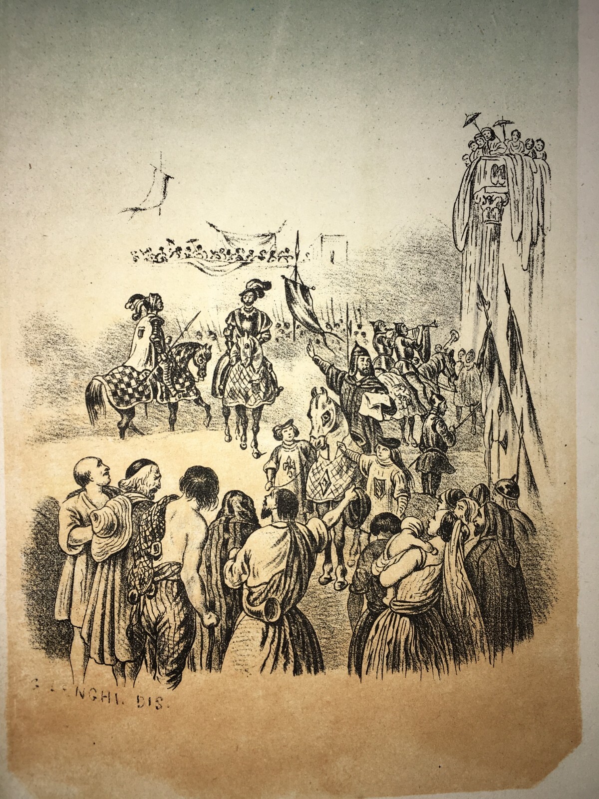 Puglia, Calabria, Militaria: Proclamazione Di Guiscardo. Antica Litografia, Rossotti
