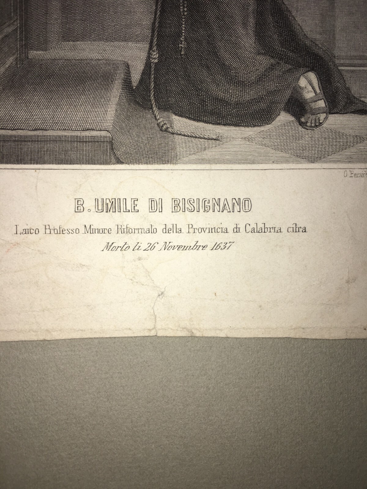 Calabria, Cosenza, Bisignano: Antica Stampa Devozionale Del Beato Umile Di Bisignano
