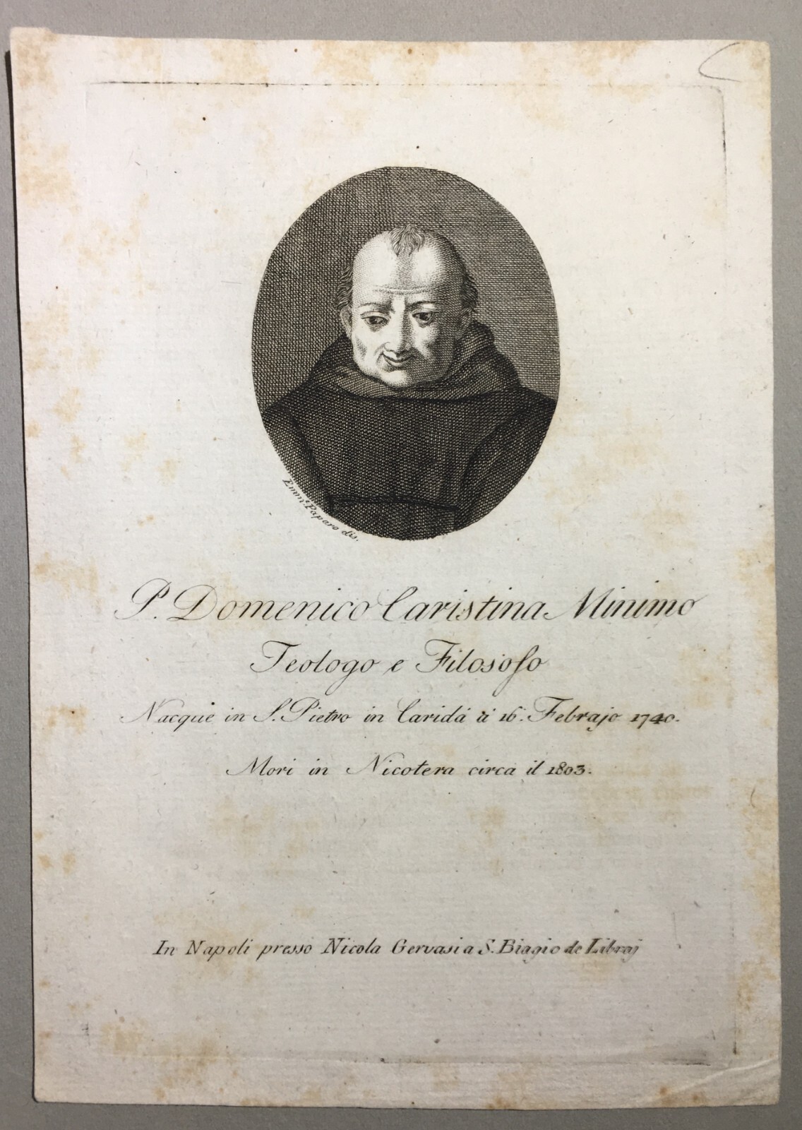 Calabria, San Pietro In Caridà, Nicotera: Antico Ritratto Di Domenico Caristina Dell'Artista Emanuele Paparo