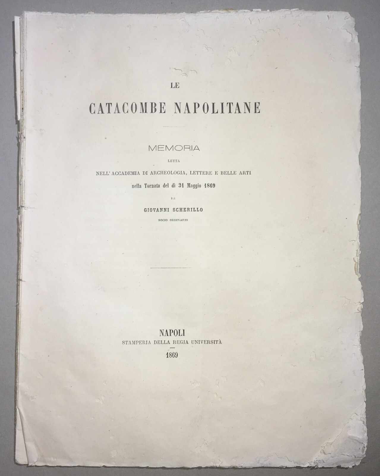Napoli: Antichi Cimiteri, Catacombe Napoletane, Cuma, Averno, Scherillo (1869)
