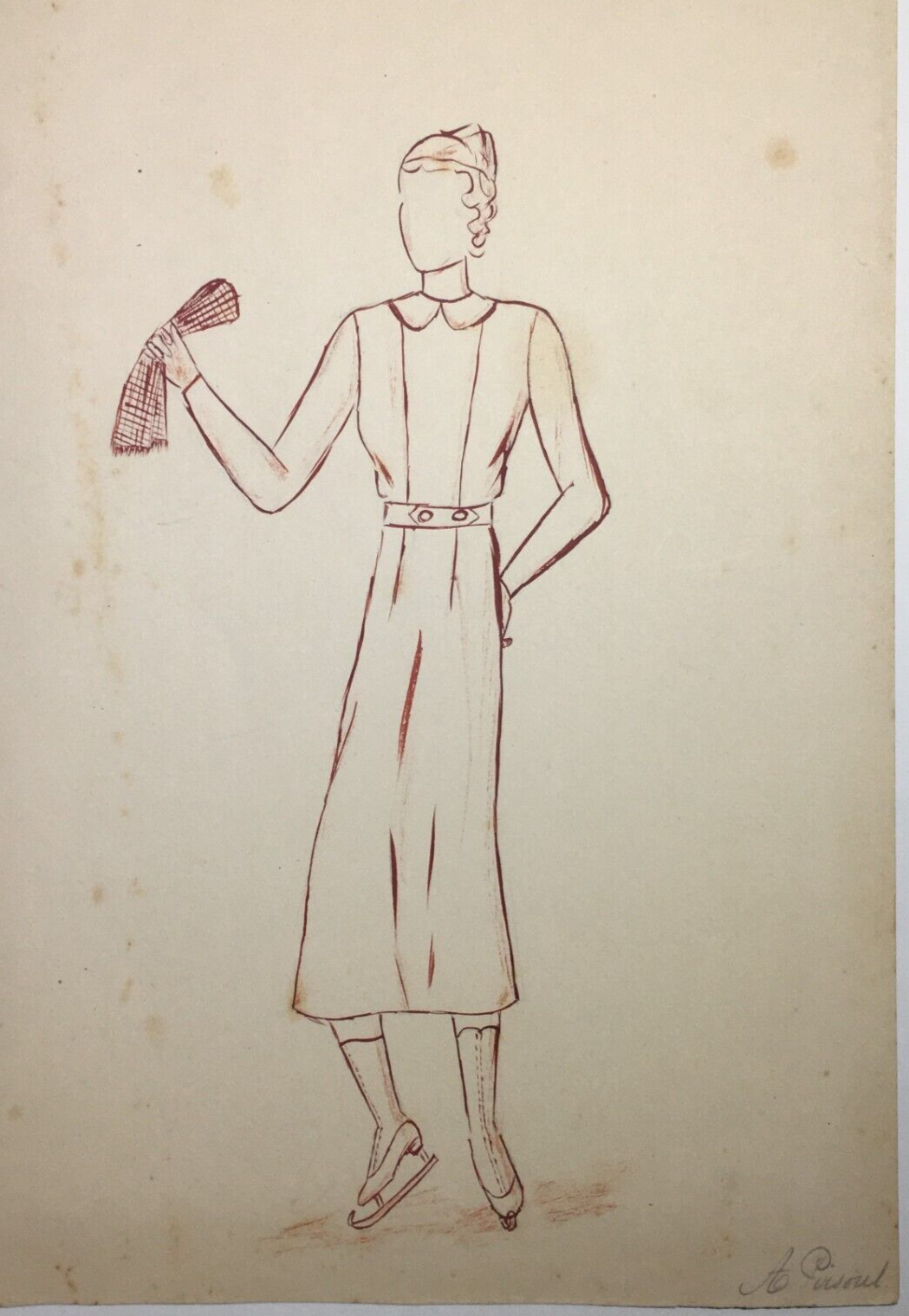 Arte Europea Del '900: Bozzetto Di Moda Per Pattinatrice Di A. Pirsoul