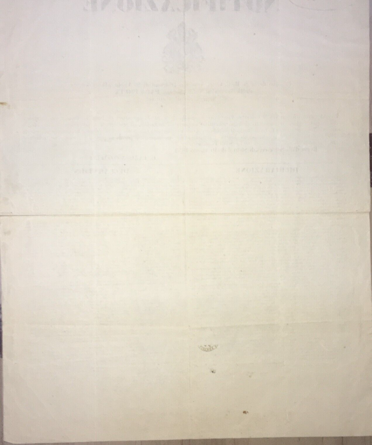 Notificazione Dello Stato Pontificio Sull'Approdo Di Bastimenti Russi, 1852