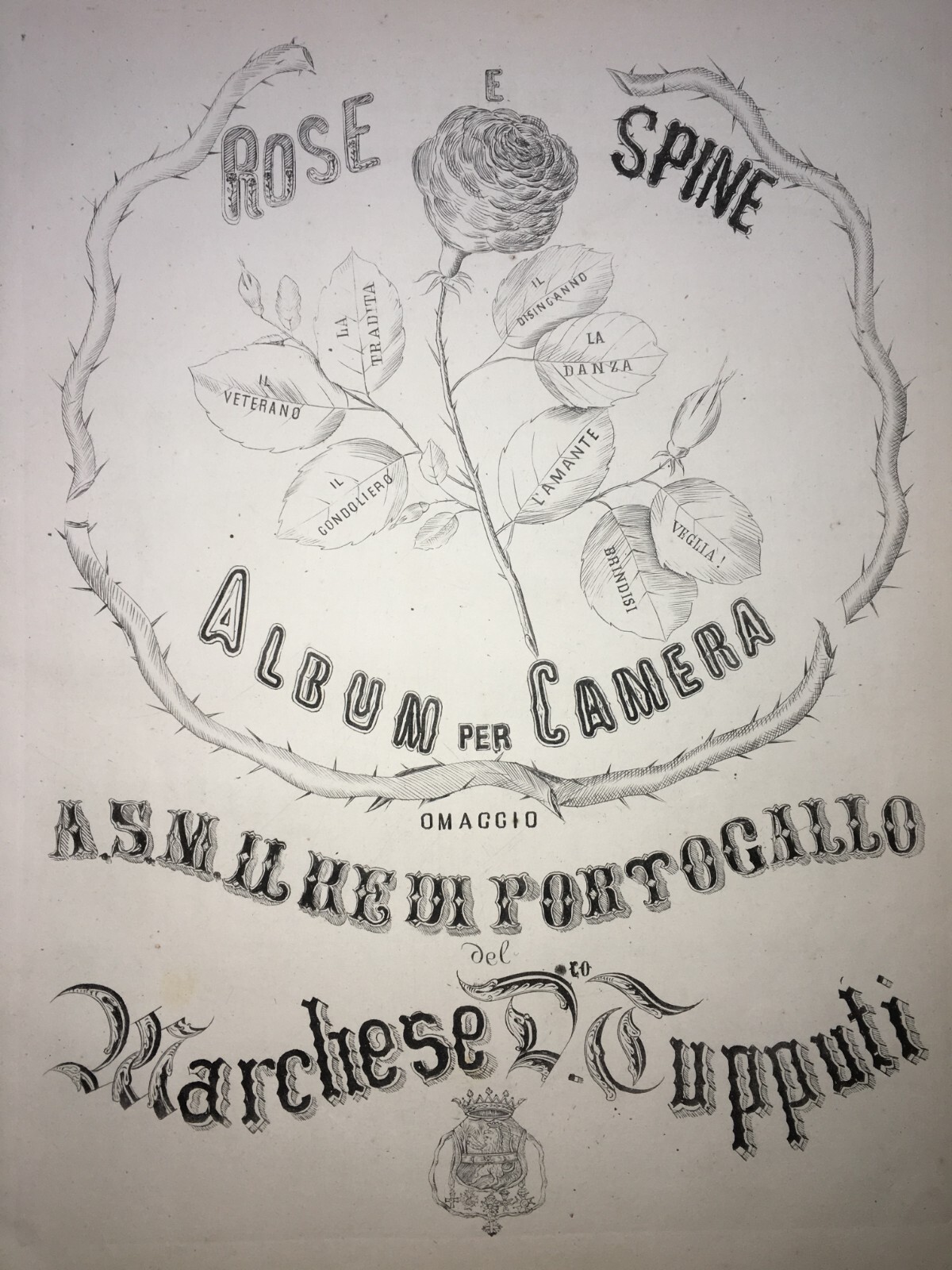 Musica: Antico Spartito Musicale Di Marchese Tupputi Dedicato Al Re Del Portogallo