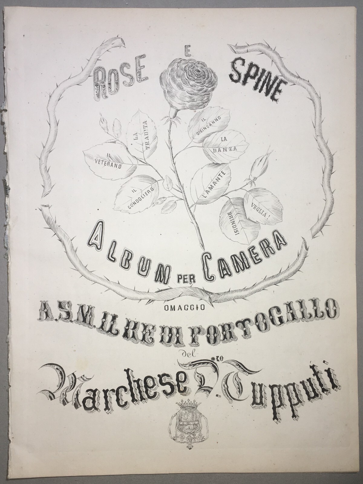 Musica: Antico Spartito Musicale Di Marchese Tupputi Dedicato Al Re Del Portogallo