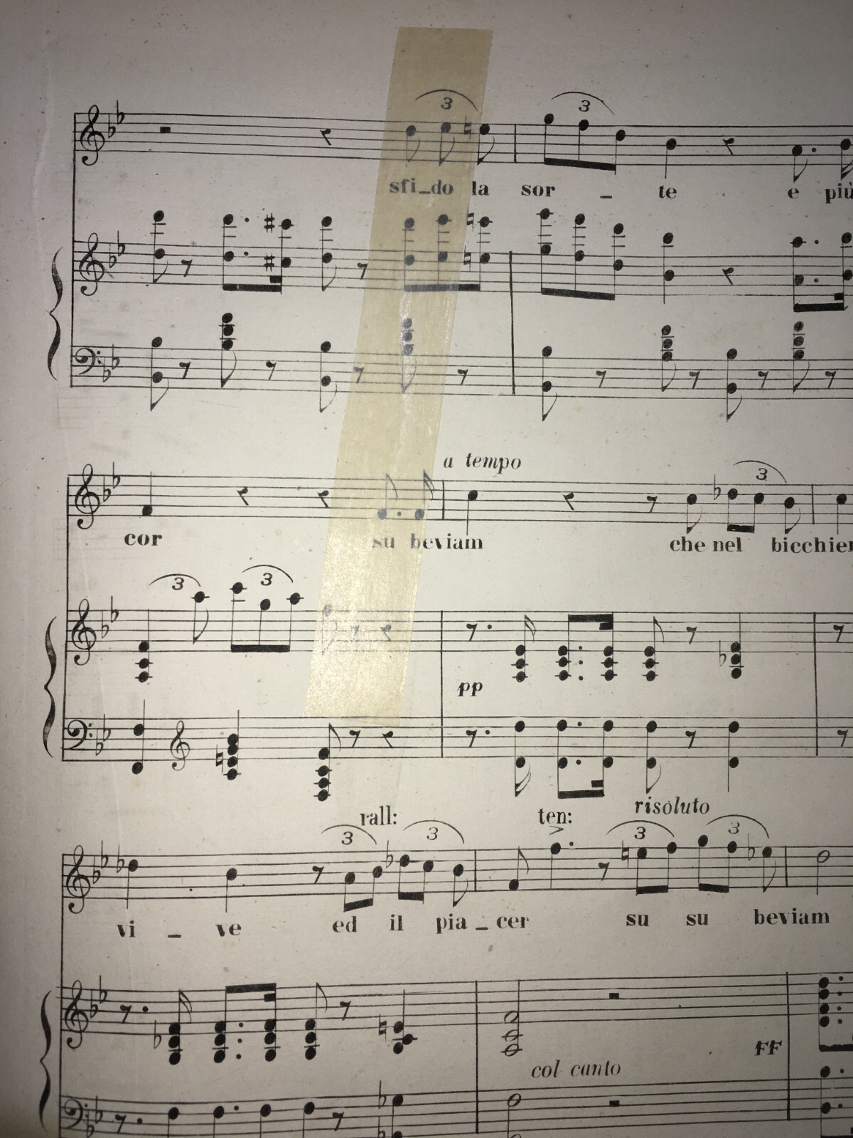 Musica: Antico Spartito Musicale Di Marchese Tupputi Dedicato Al Re Del Portogallo