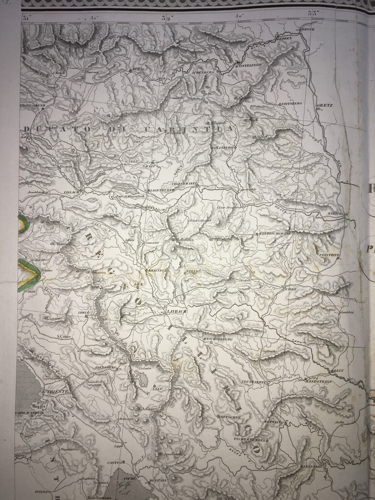 Antica Cartografia: Trieste, Capo d'Istria, Illiria, Carinzia Zuccagni Orlandini, 1842