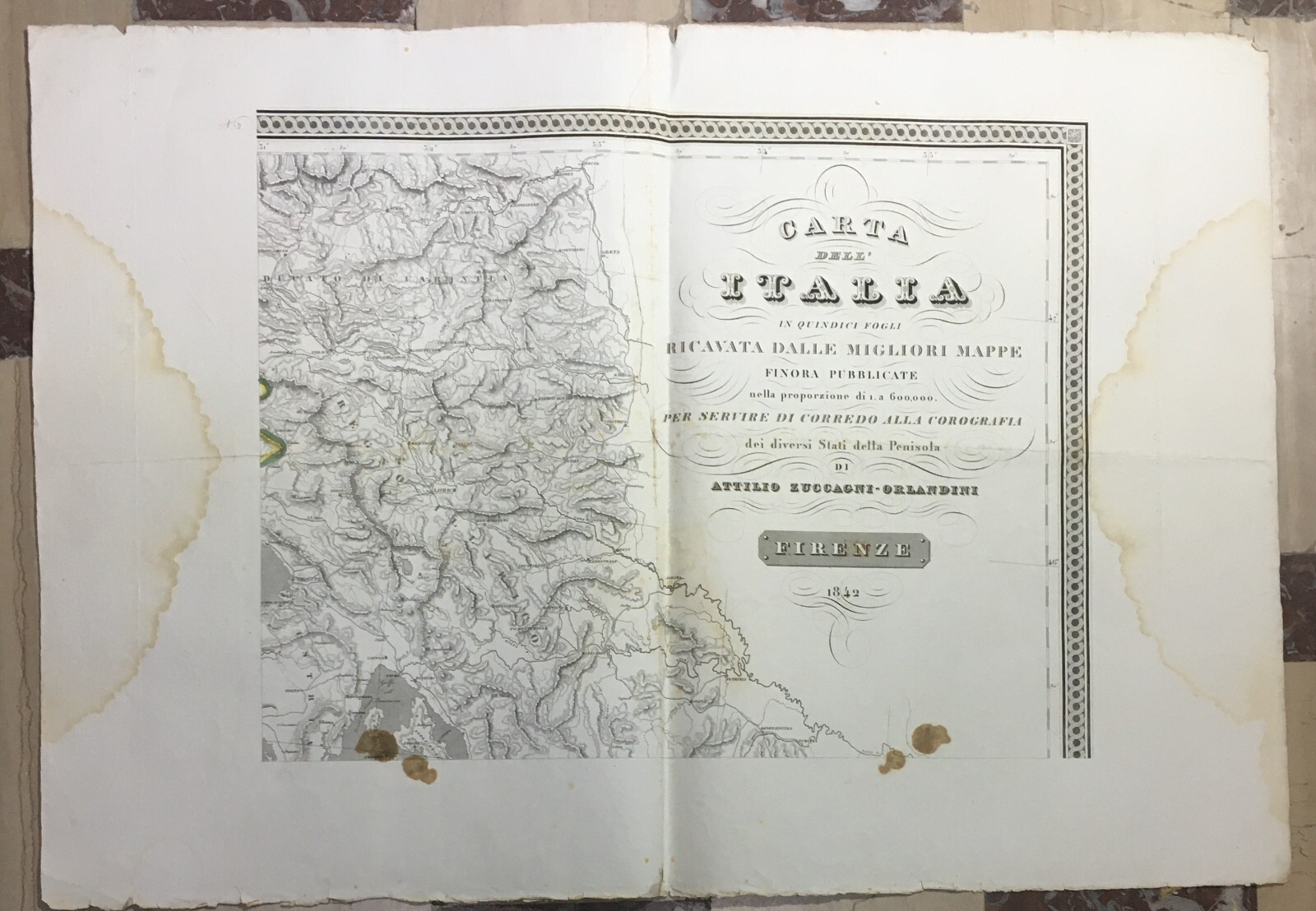 Antica Cartografia: Trieste, Capo d'Istria, Illiria, Carinzia Zuccagni Orlandini, 1842