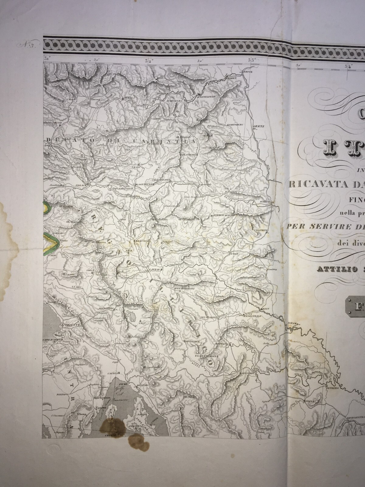 Antica Cartografia: Trieste, Capo d'Istria, Illiria, Carinzia Zuccagni Orlandini, 1842