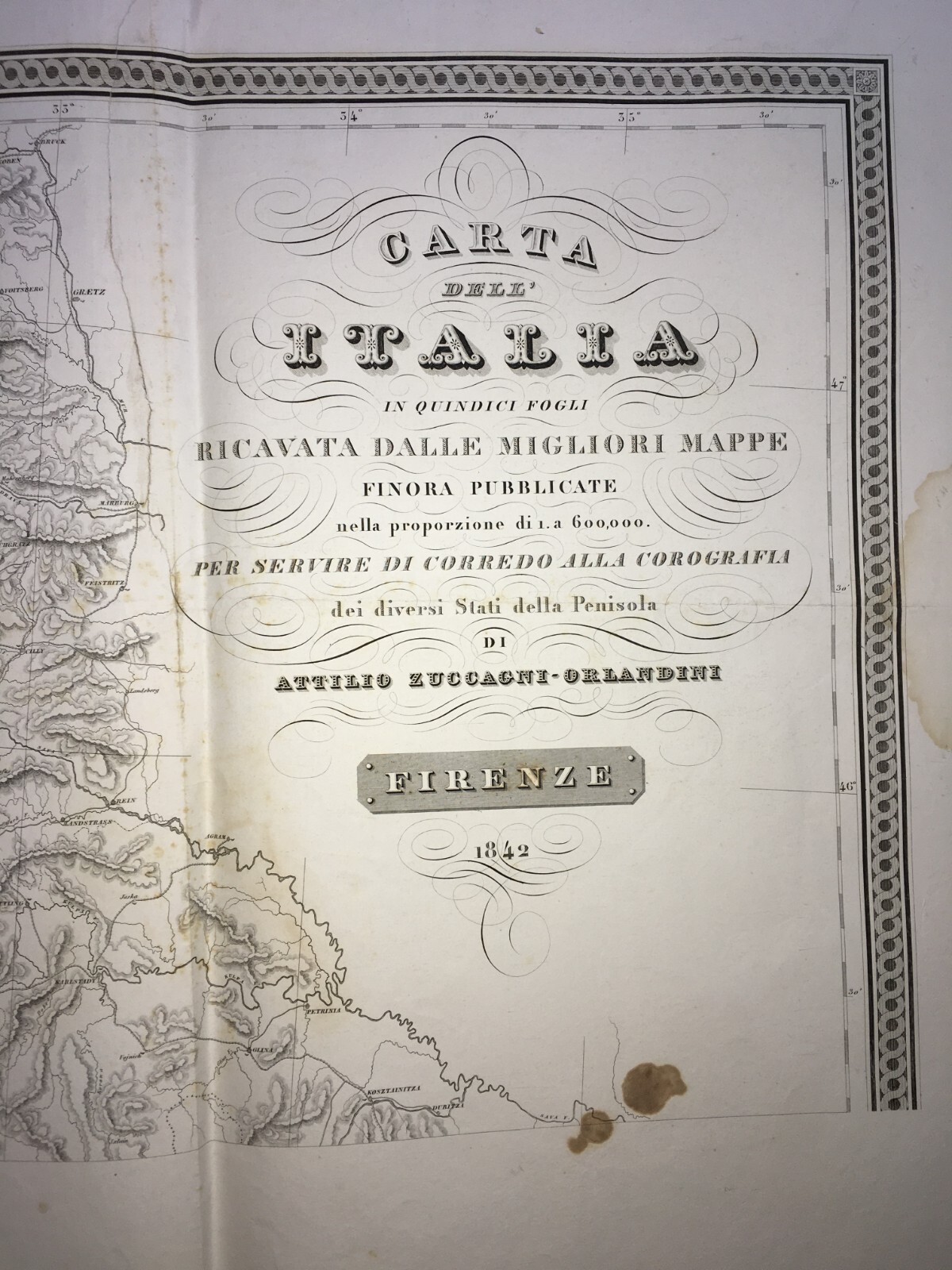 Antica Cartografia: Trieste, Capo d'Istria, Illiria, Carinzia Zuccagni Orlandini, 1842
