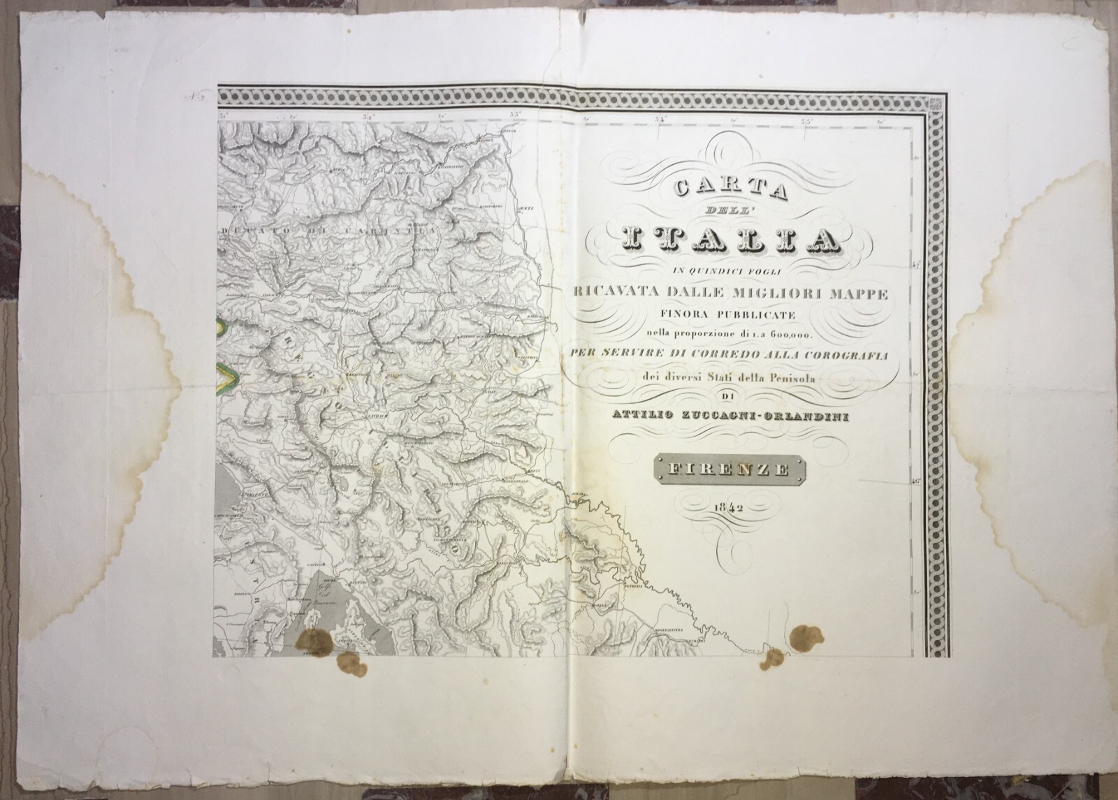 Antica Cartografia: Trieste, Capo d'Istria, Illiria, Carinzia Zuccagni Orlandini, 1842