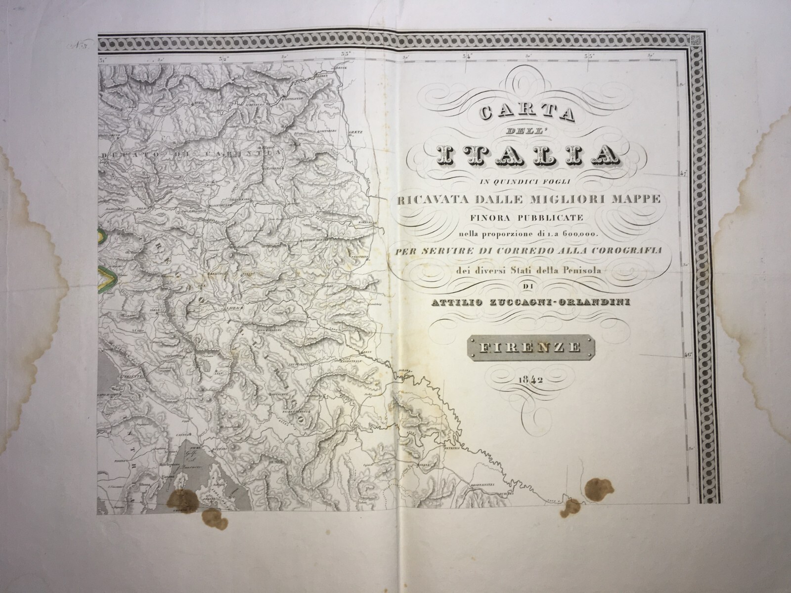 Antica Cartografia: Trieste, Capo d'Istria, Illiria, Carinzia Zuccagni Orlandini, 1842
