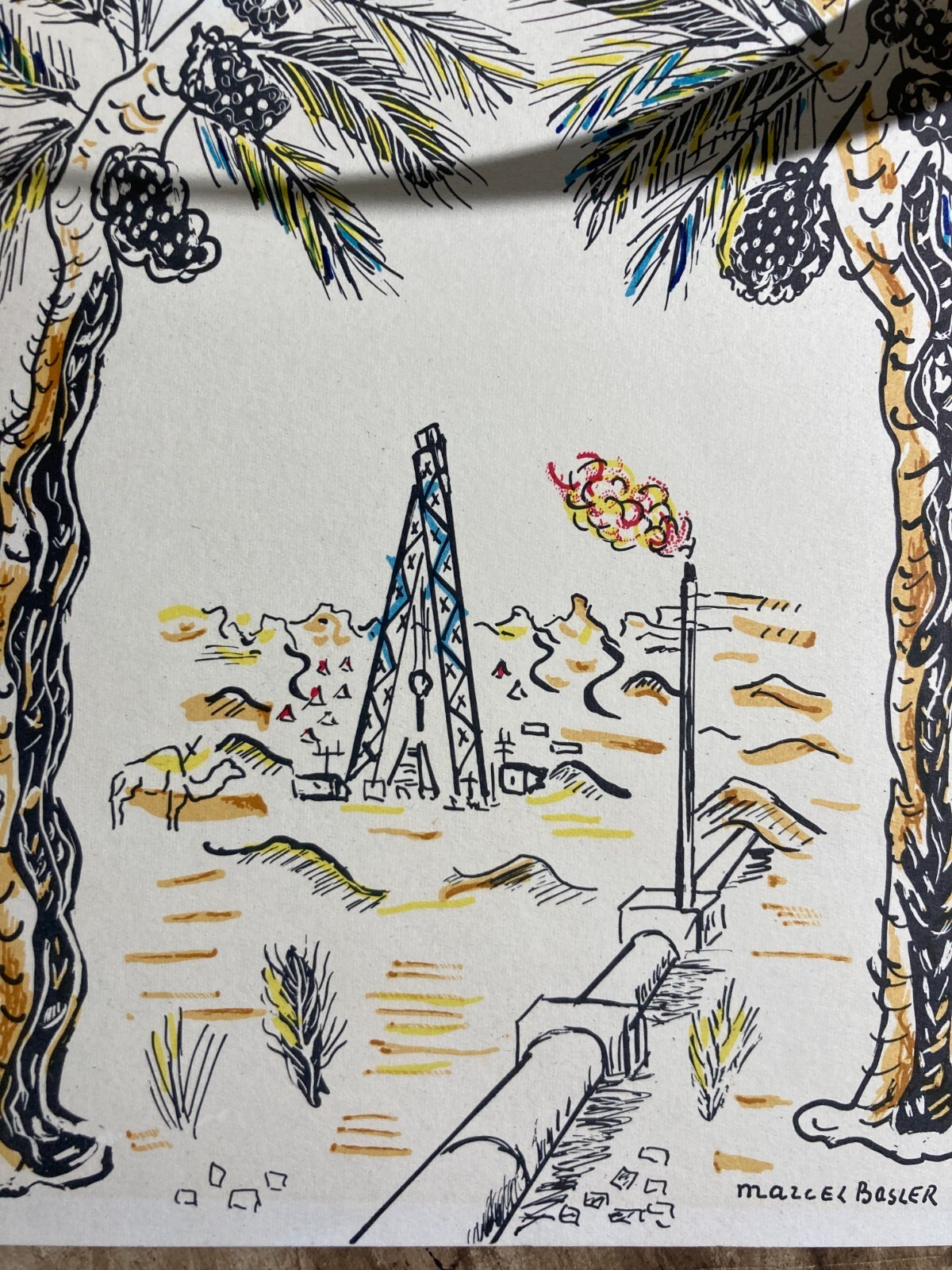Arte Europea Del '900 Marcel Basler Petrolio Algeria Veduta Orientalista