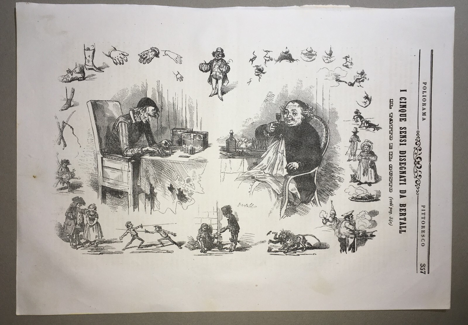 Illustrazione Satirica Di Bertall: I Sensi Del Gusto E Del Tatto