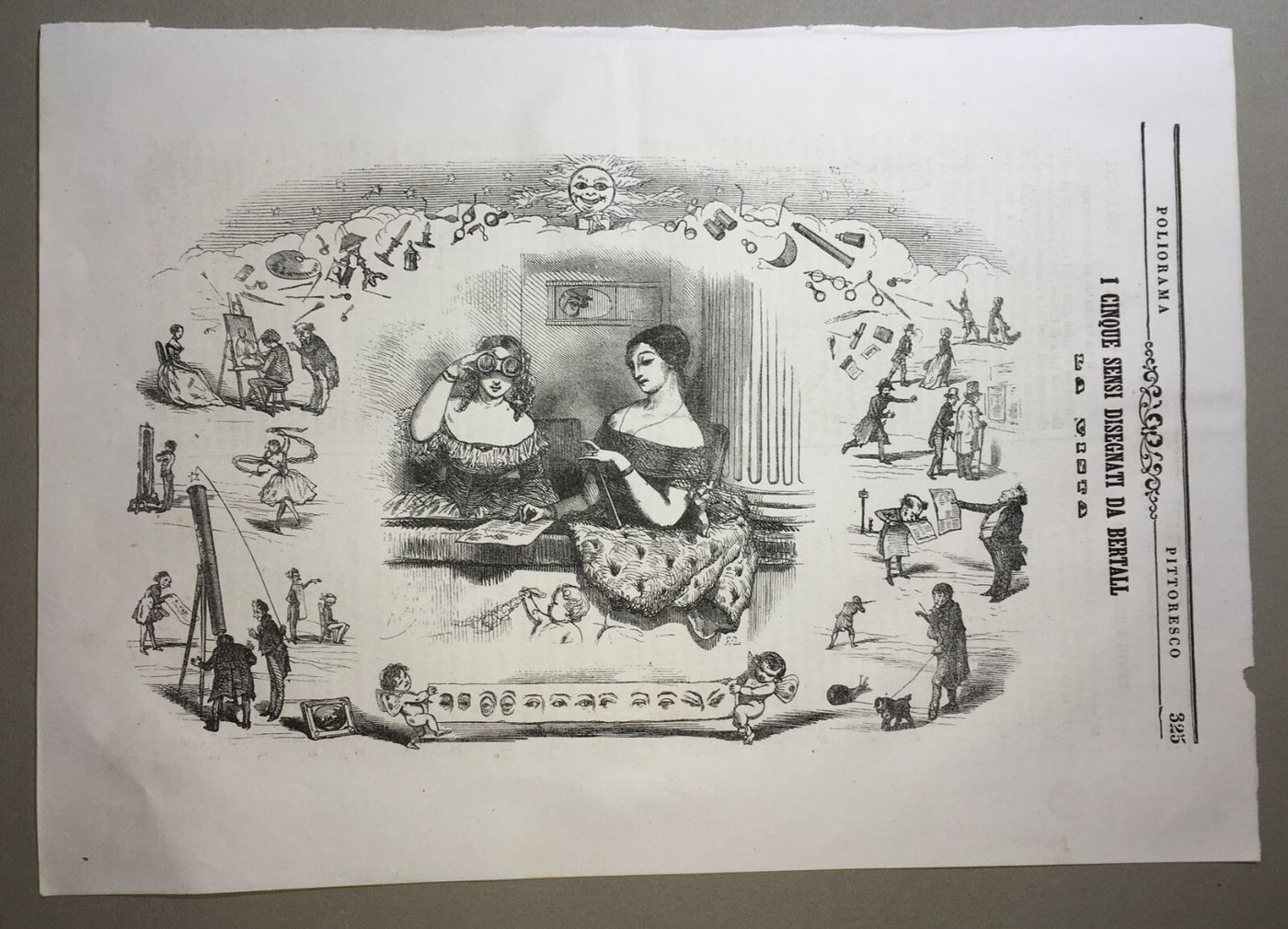 Arte, Umorismo, Caricatura: Illustrazione Antica Di Bertall   I Sensi: La Vista, Occhio, Lettura