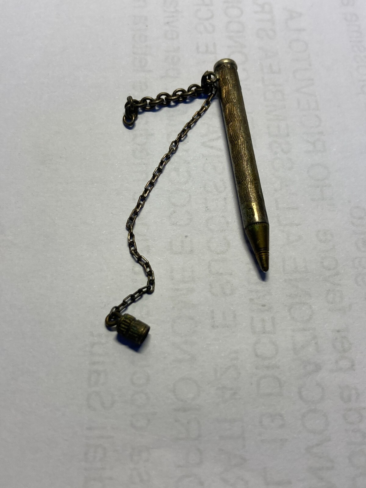 Mini Penna Biro d'Epoca In Metallo Argentato Con Corallo