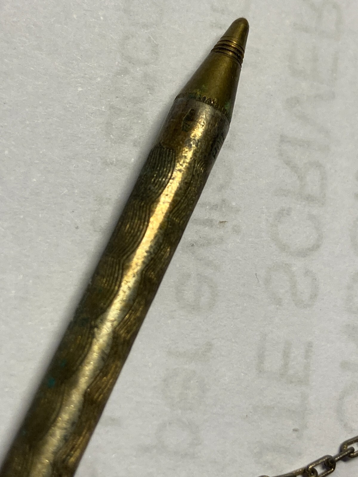 Mini Penna Biro d'Epoca In Metallo Argentato Con Corallo