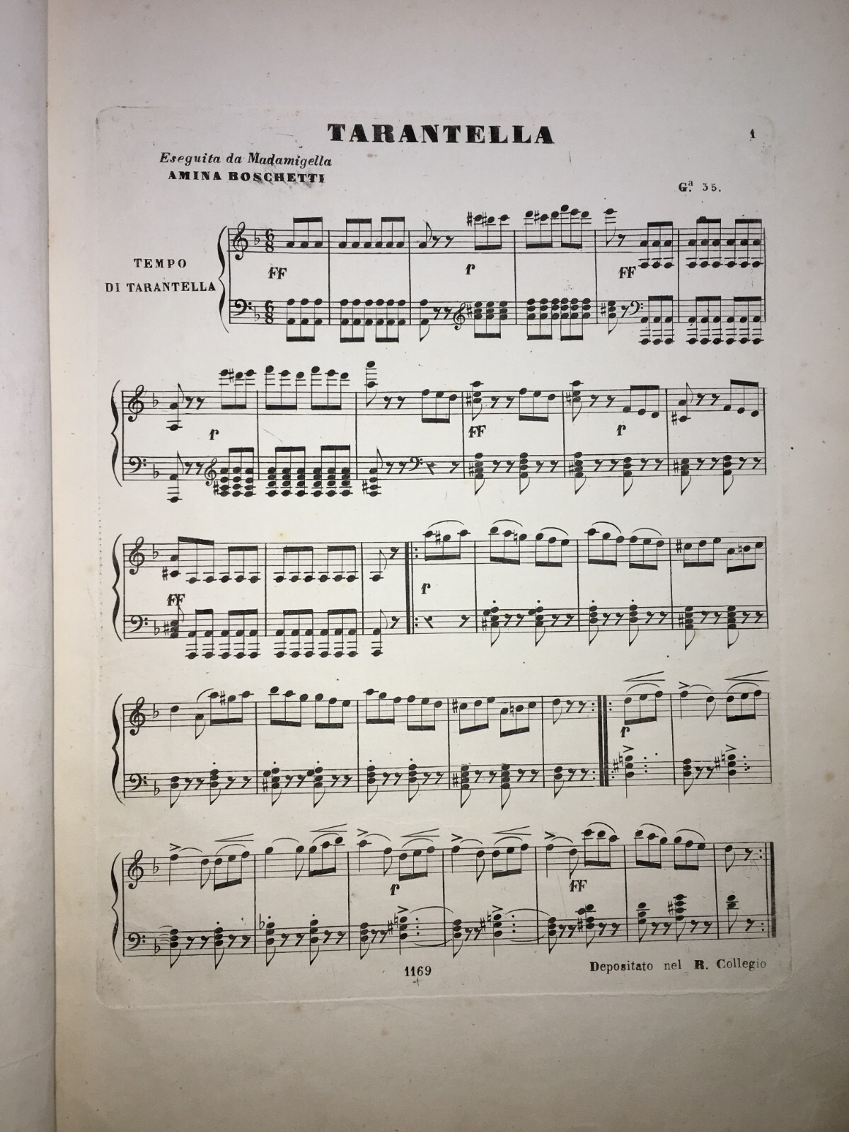 Napoli   Musica   Danza   Tarantella Napoletana   Antico Spartito   Amina Boschetti   Ottocento