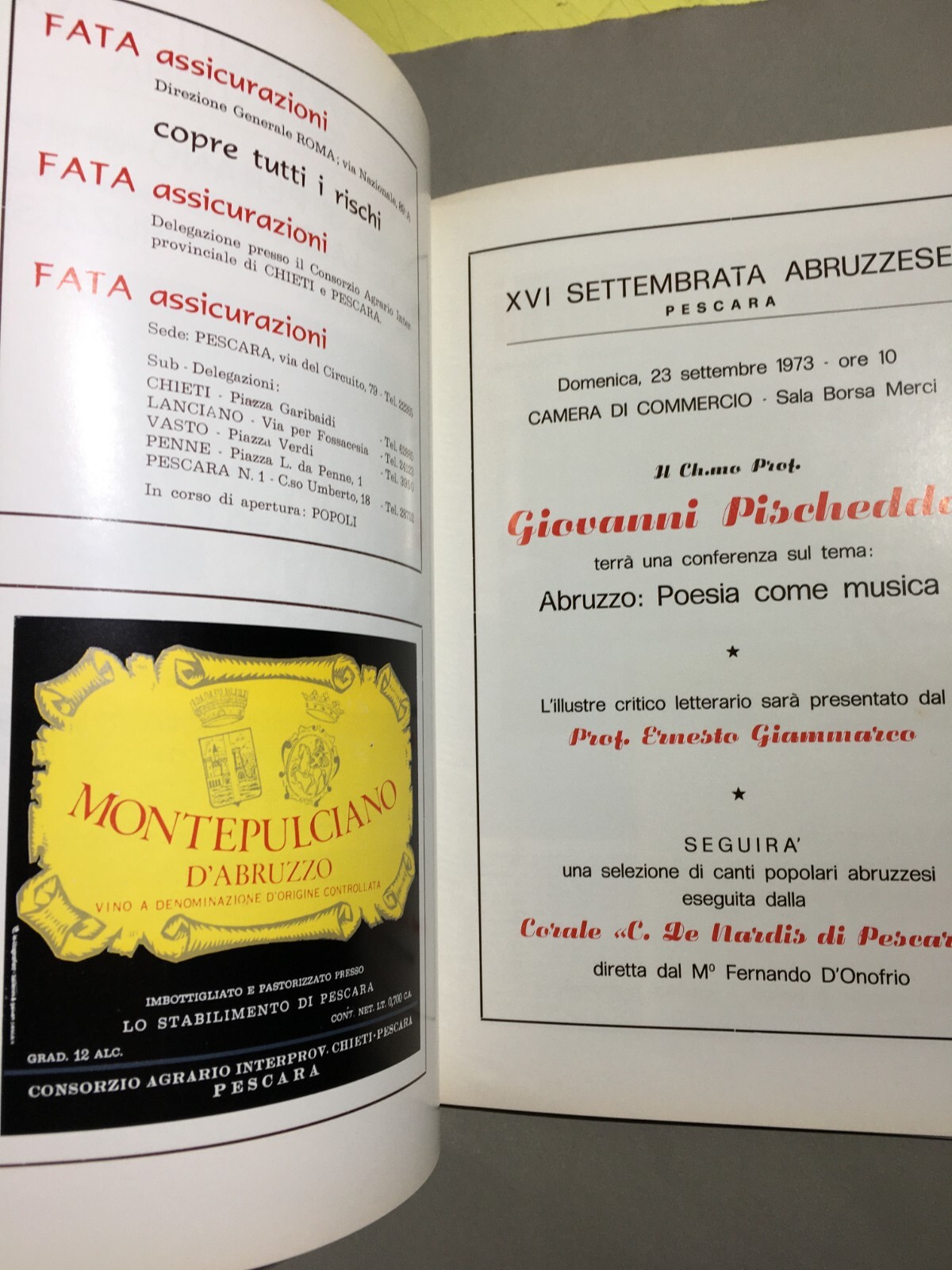 XVI Settembrata Abruzzese Pescara, Settembre 1973 Arte, Folklore E Pubblicità