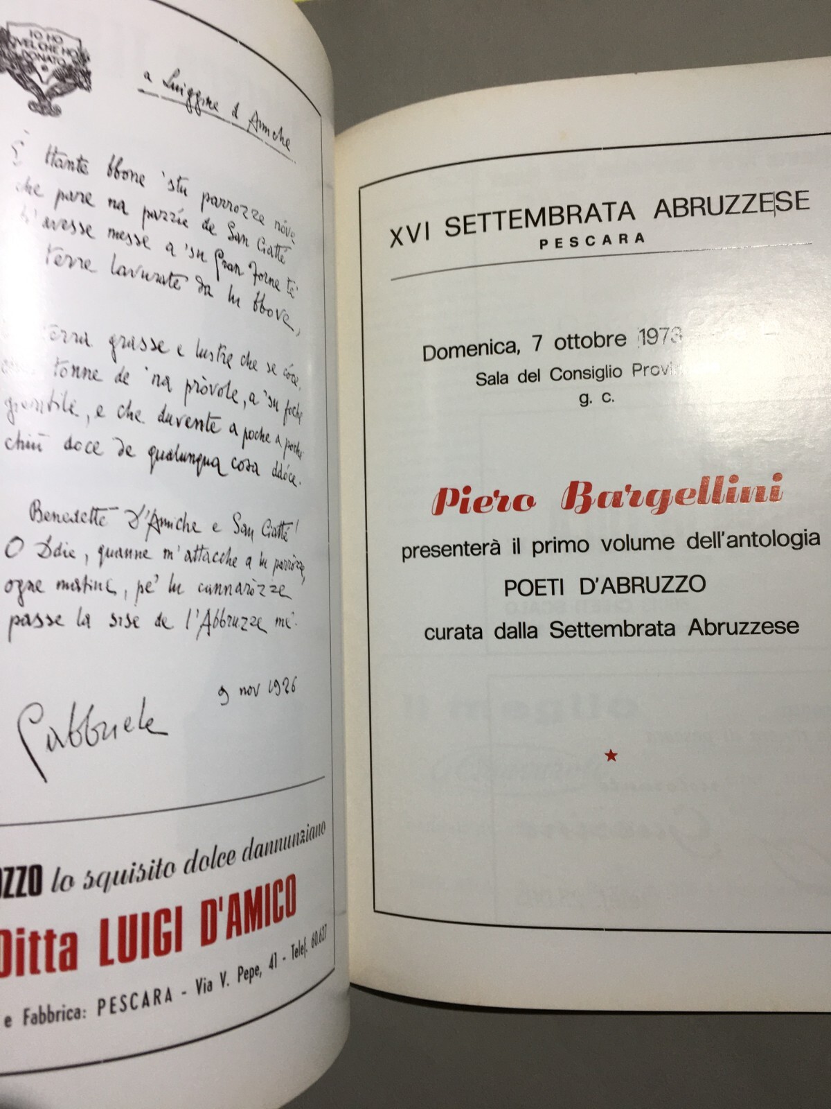 XVI Settembrata Abruzzese Pescara, Settembre 1973 Arte, Folklore E Pubblicità