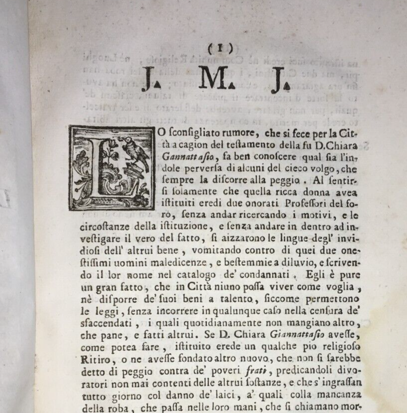 Niccolò Maria Pirelli, Scrittura Per D. Prospero Bucino E D. Ferdinando Surrentino Eredi Di D. Chiara Giannattasio