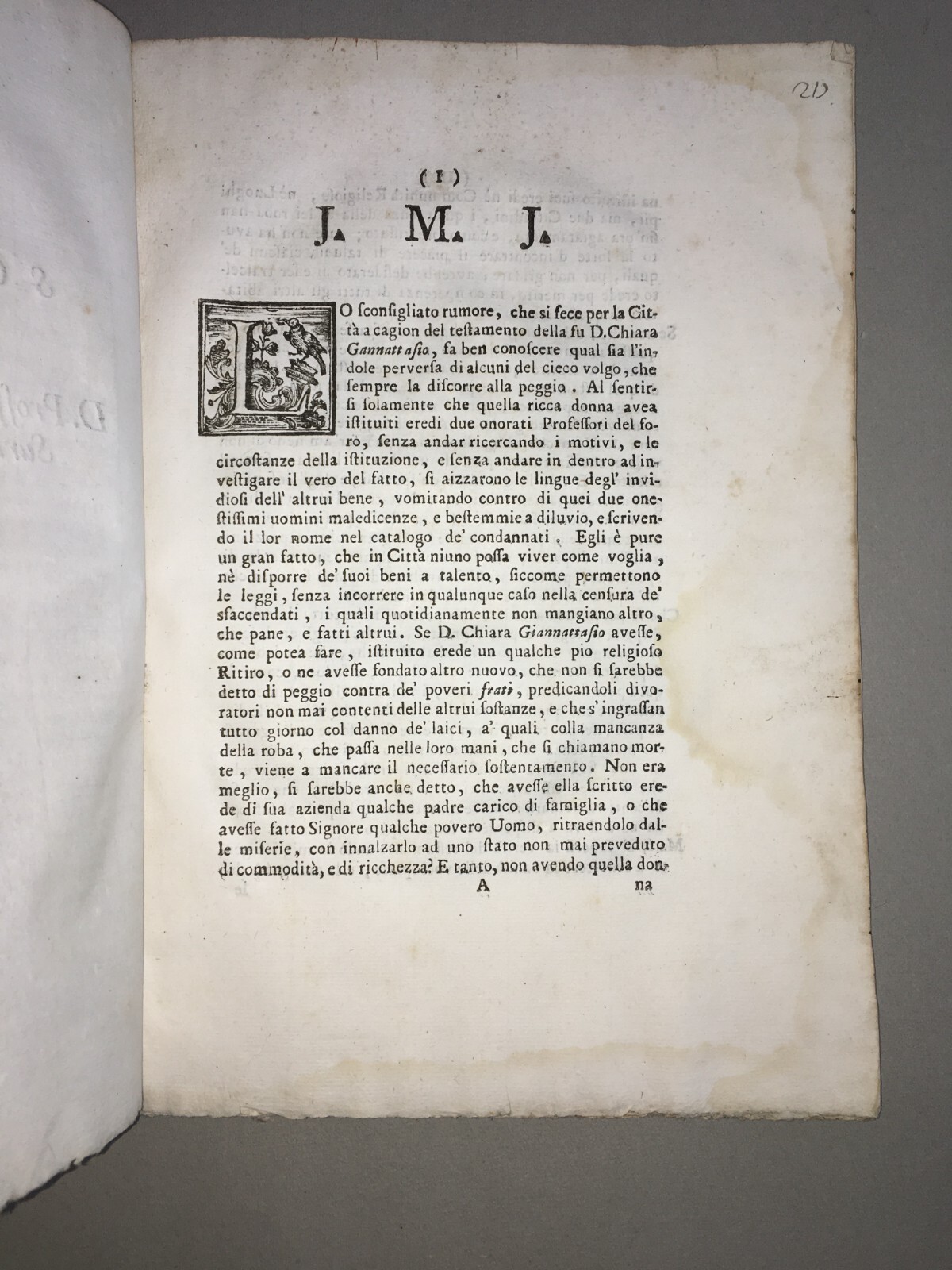 Niccolò Maria Pirelli, Scrittura Per D. Prospero Bucino E D. Ferdinando Surrentino Eredi Di D. Chiara Giannattasio