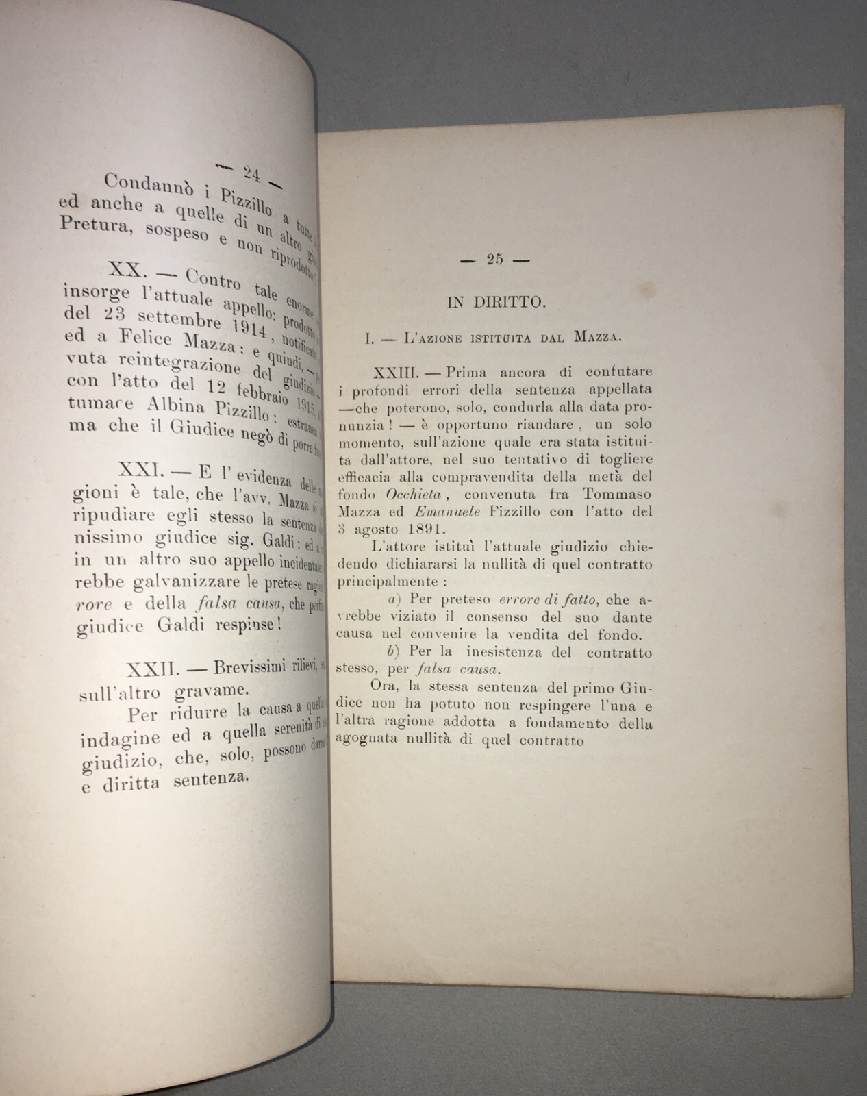 Giuridica Napoletana: Irpinia, Ariano, Pizzillo, Mazza, Caccese, Fondo Occhieta, 1915