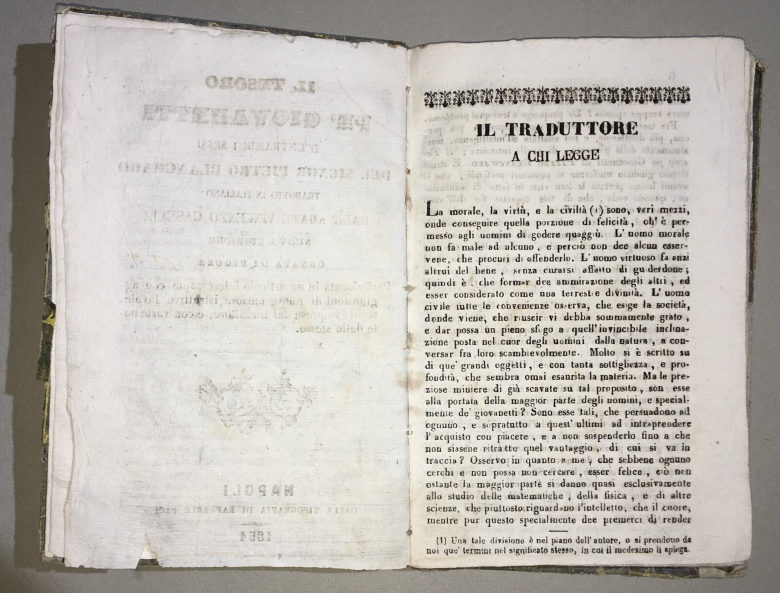 Educazione, Morale E Favole Per Ragazzi: Abate Caselli E Blanchard, Edizione Del 1854