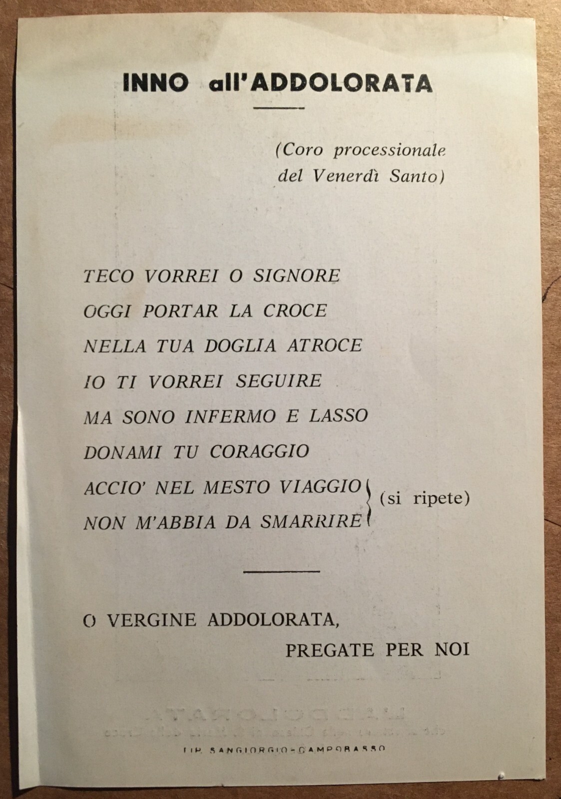 Stampa Popolare Devozionale: Madonna Addolorata, Campobasso