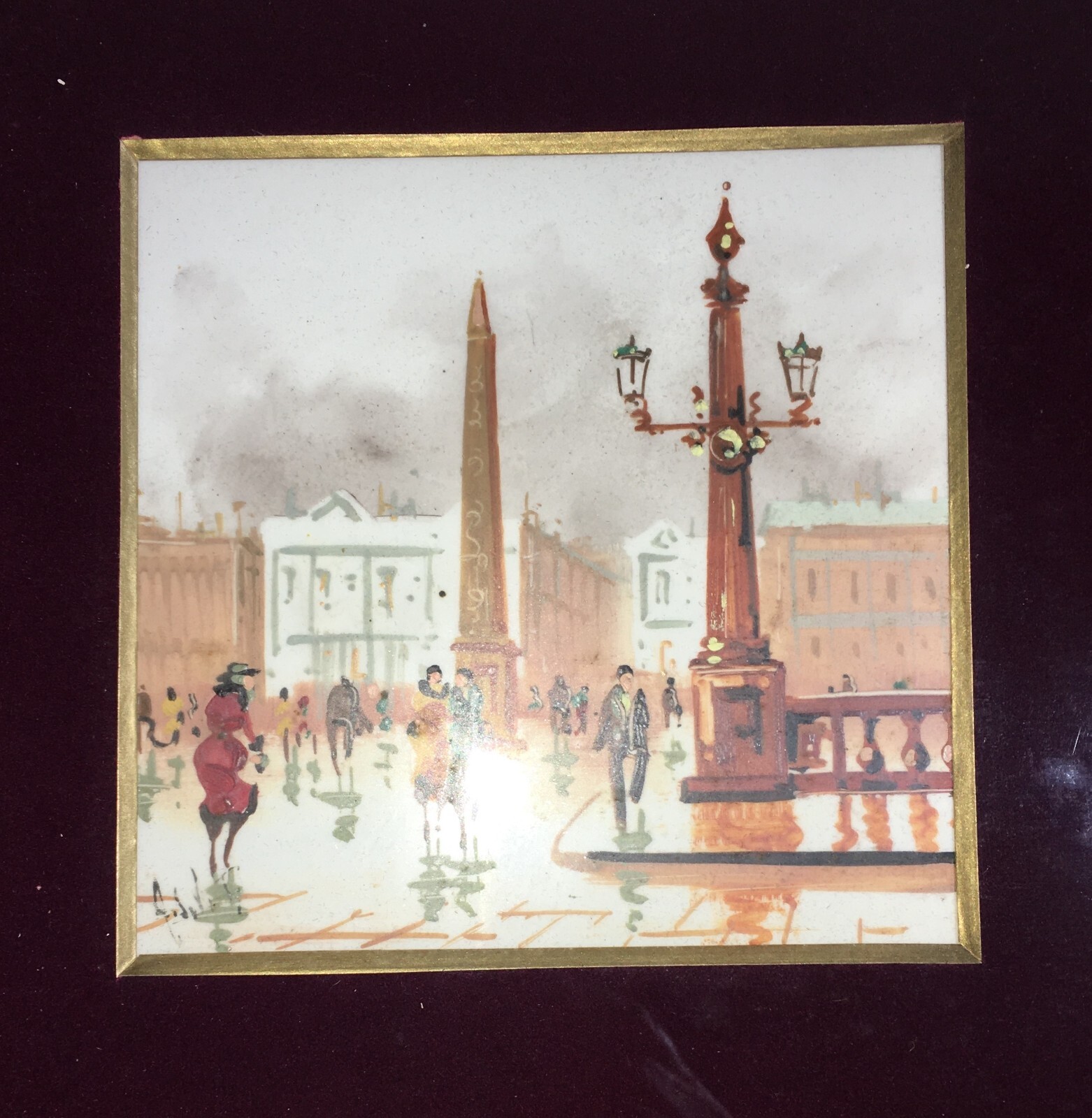 Veduta Parigina   Dipinto Su Mattonella In Ceramica   Antonio De Vity
