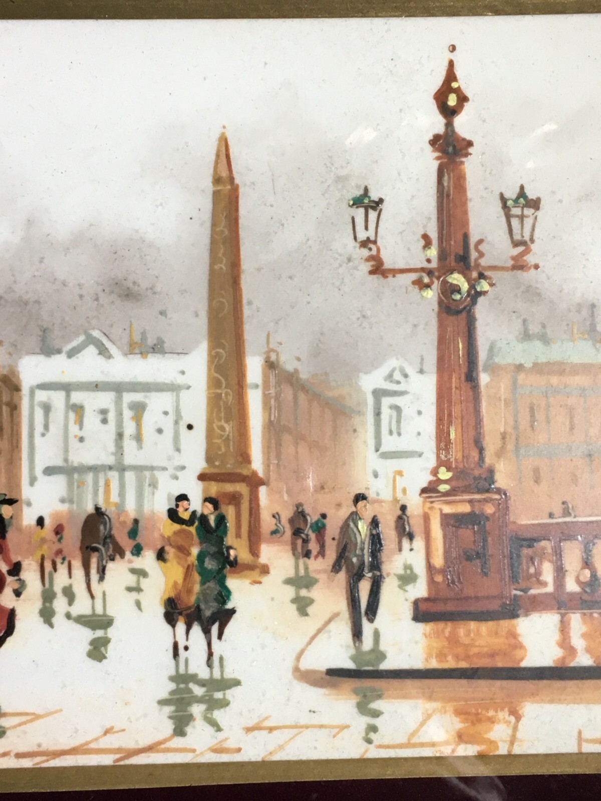 Veduta Parigina   Dipinto Su Mattonella In Ceramica   Antonio De Vity