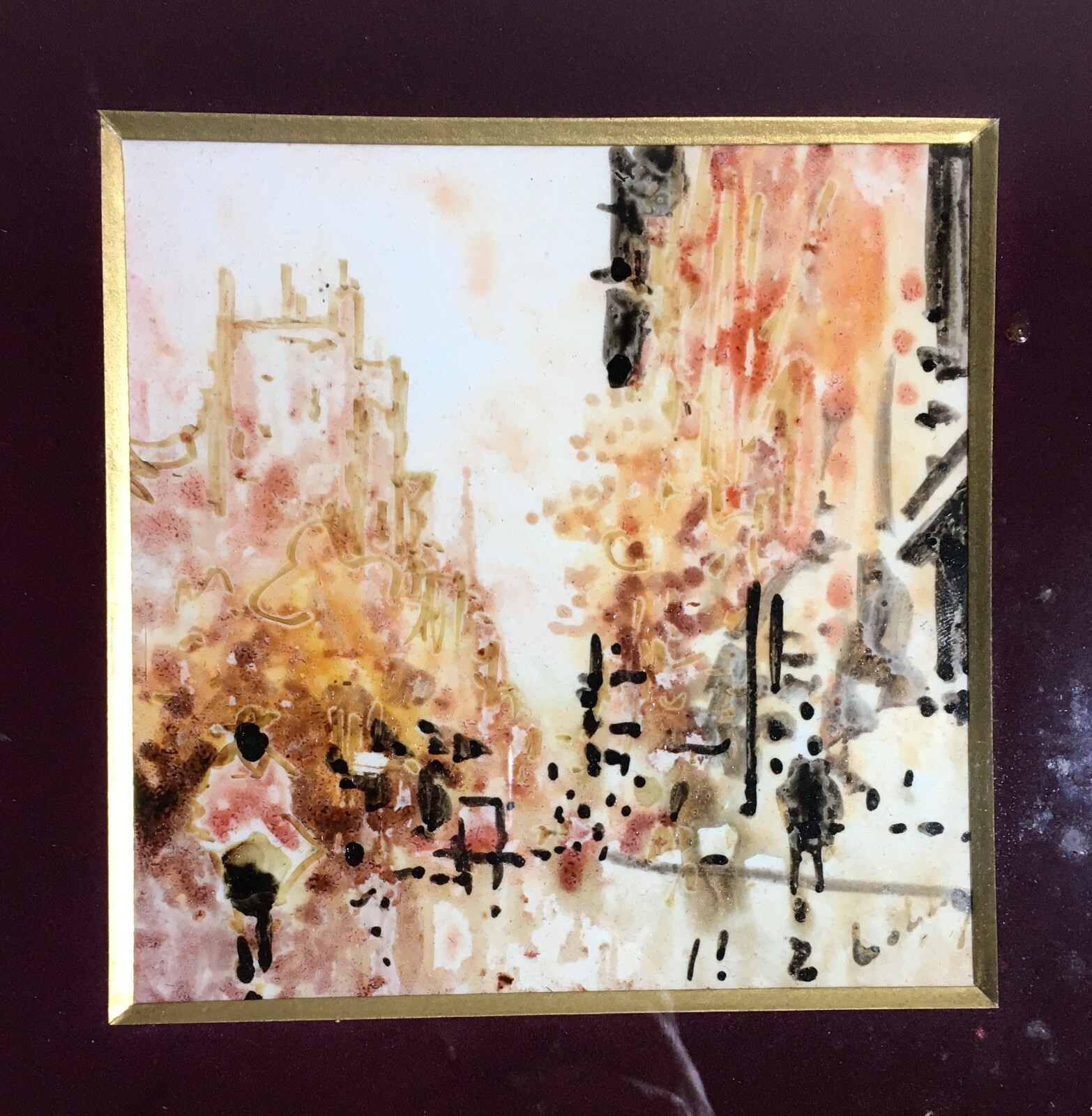 Veduta Di Città Europea. Dipinto Su Mattonella In Ceramica, Attribuito Ad Antonio De Vity