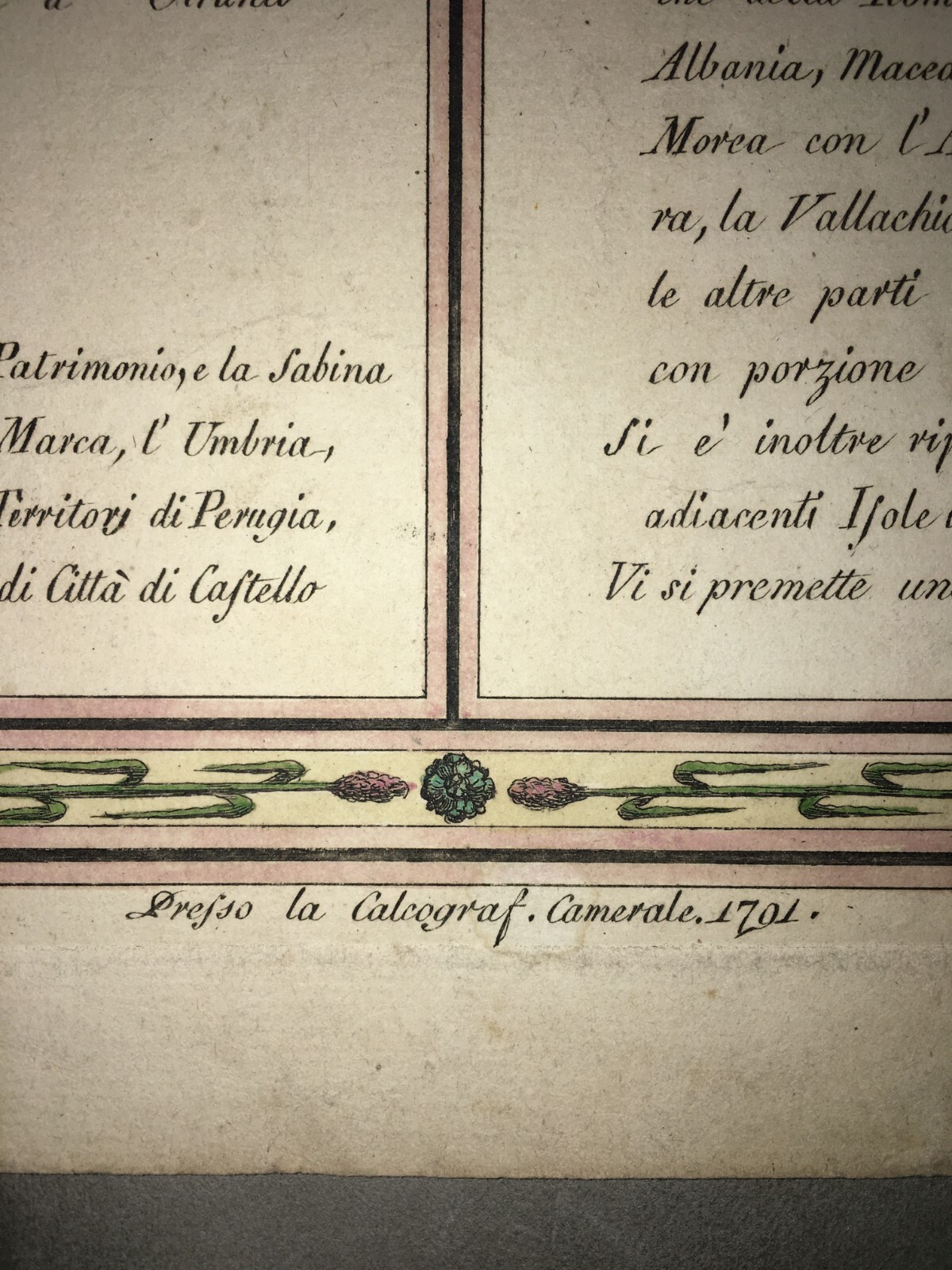 Atlante Geografico Del '700, Antica Tavola Dell'Indice, Incisione Colorata, Cassini