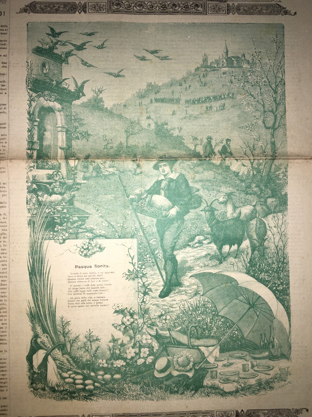 La Colomba   Antico Giornale Di Milano   Illustrato   Pubblicitaria   Napoli   Pasqua 1898