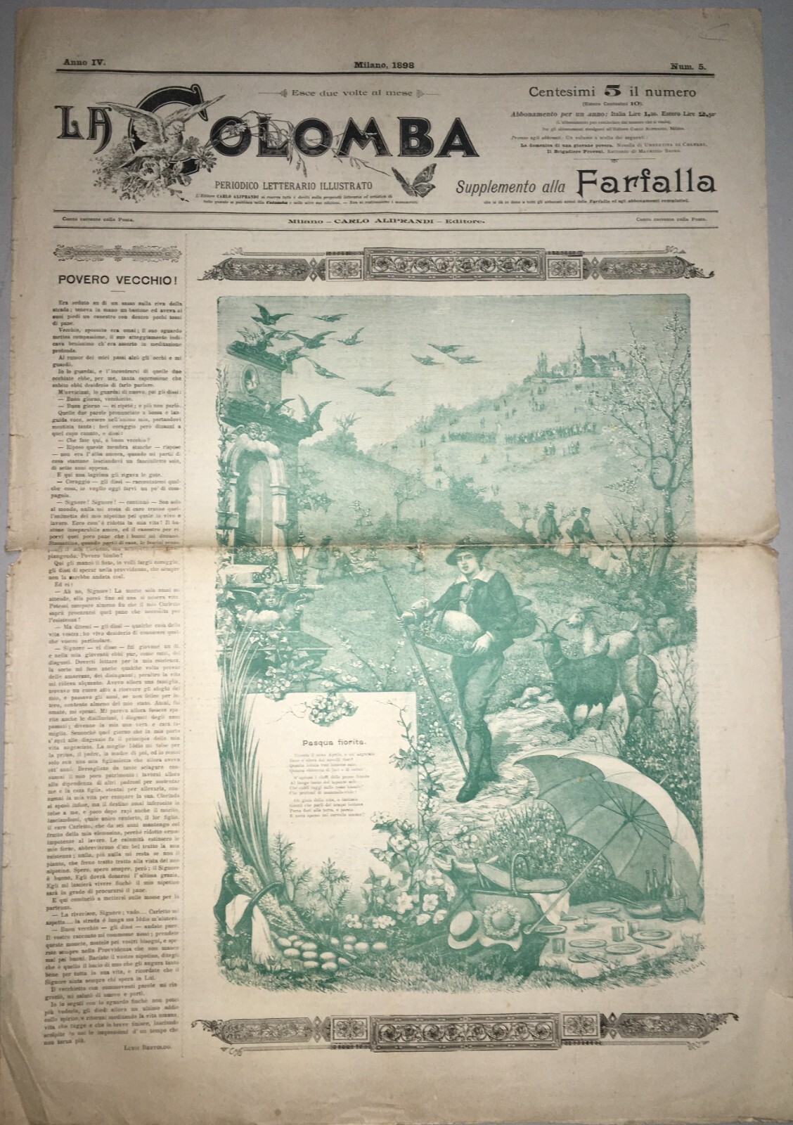 La Colomba   Antico Giornale Di Milano   Illustrato   Pubblicitaria   Napoli   Pasqua 1898