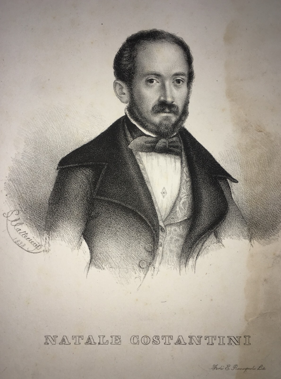 Antico Ritratto Di Natale Costantini Musica, Musicisti E Cantanti Bologna Matteucci