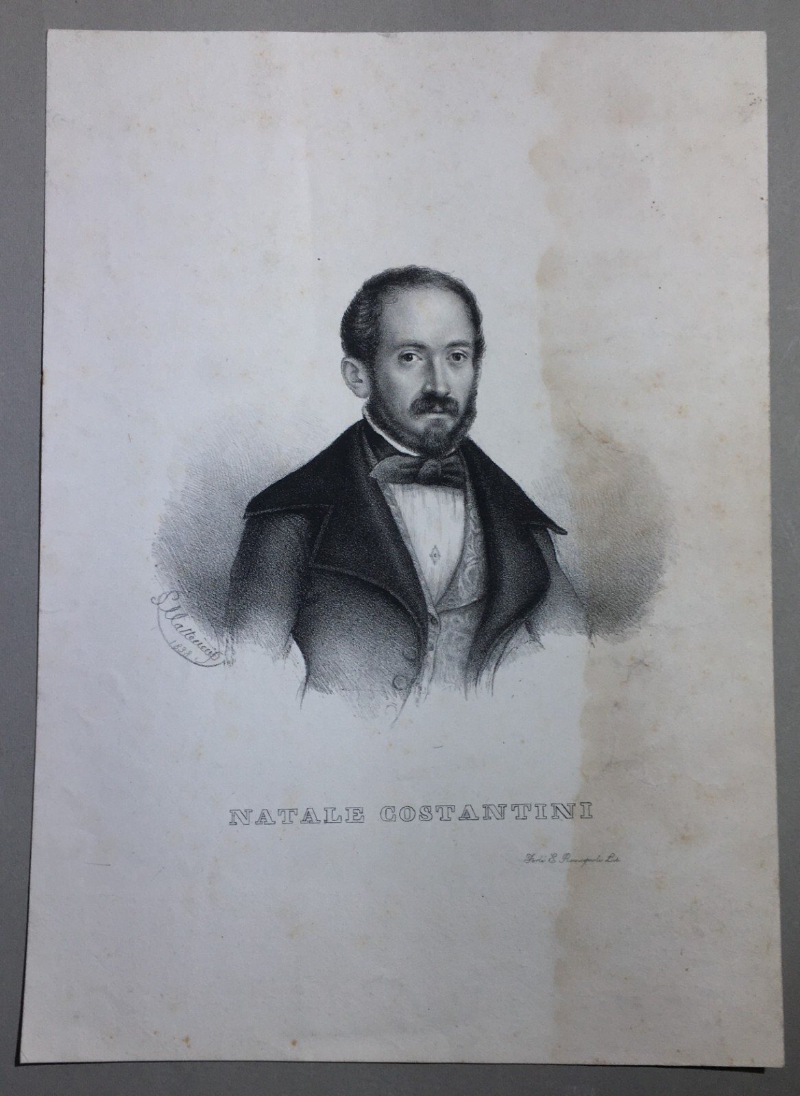 Antico Ritratto Di Natale Costantini Musica, Musicisti E Cantanti Bologna Matteucci