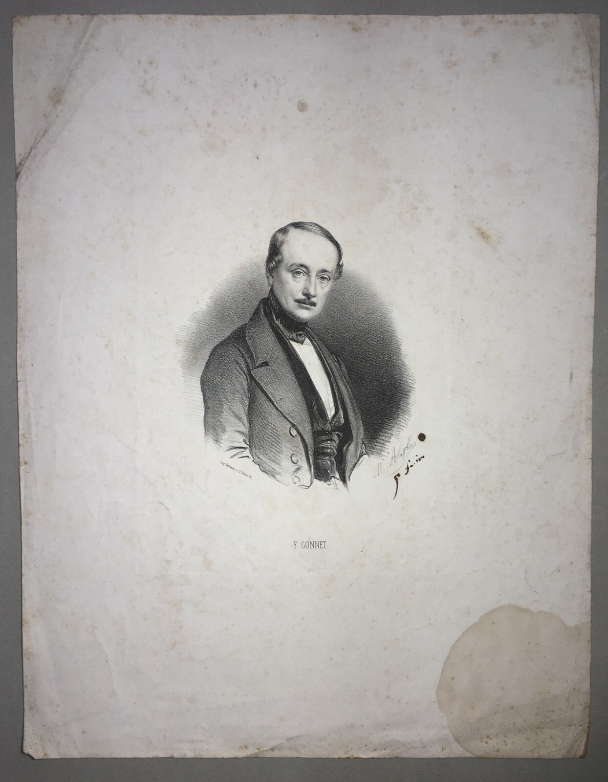 Antico Ritratto   F. Gonnet   Litografia Bertauts