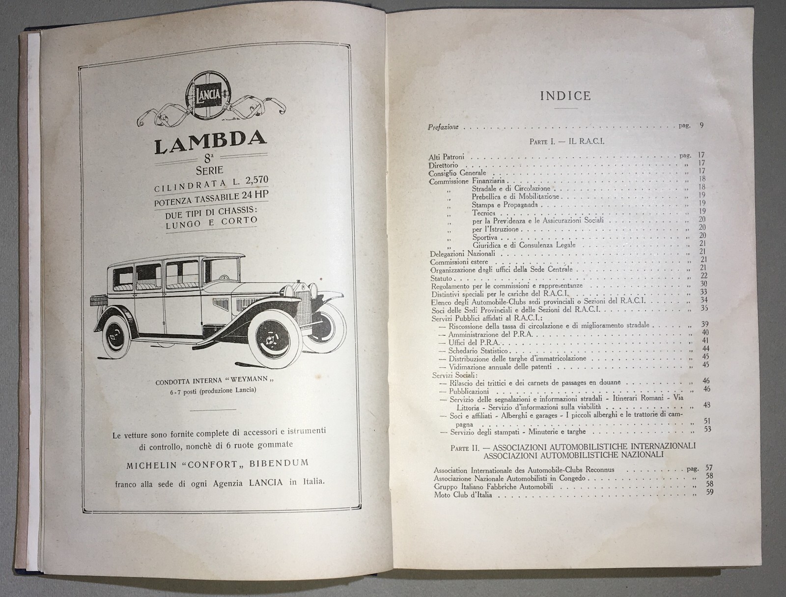 Annuario Dell'Automobilismo 1928 29 Reale Automobil Club d'Italia (RACI)