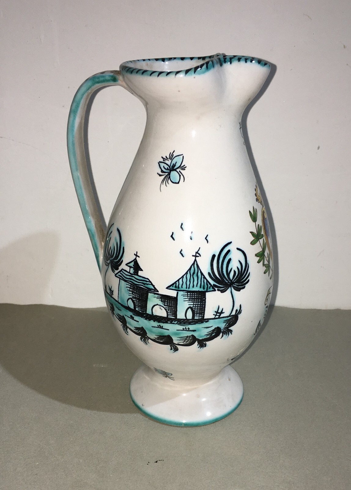 Brocca In Ceramica Con Stemma Araldico Della Repubblica Di San Marino